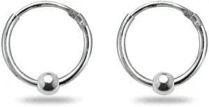 Sterling Silver Ball Bead Small Endless 10mm Thin Round Unisex Hoop Earrings for Men Women