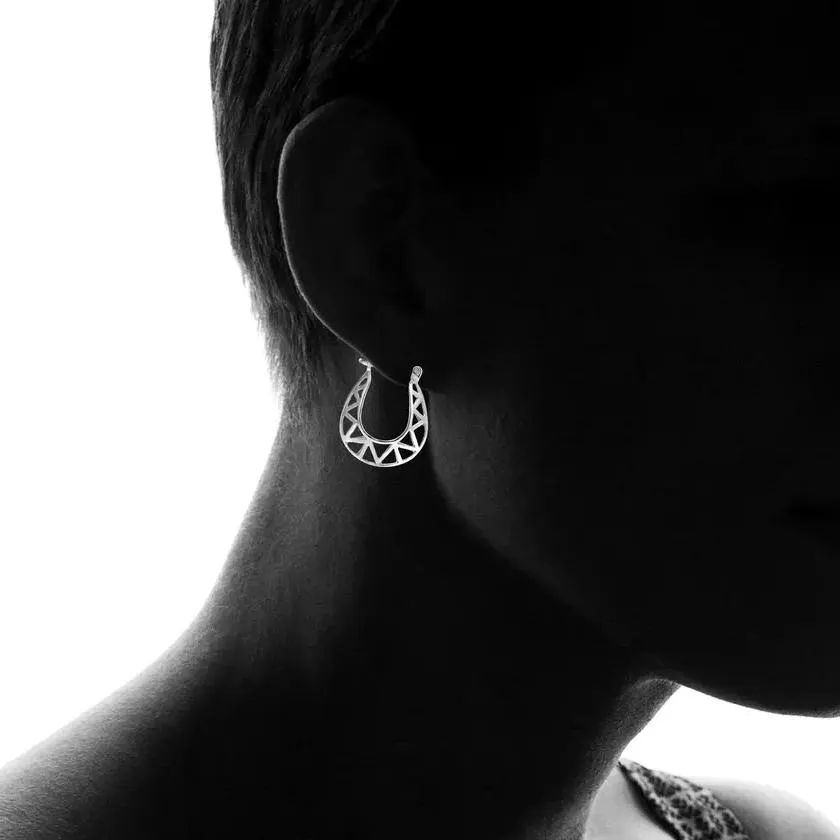 Sterling Silver Fancy Hoop Earrings by Paolo Fortelini