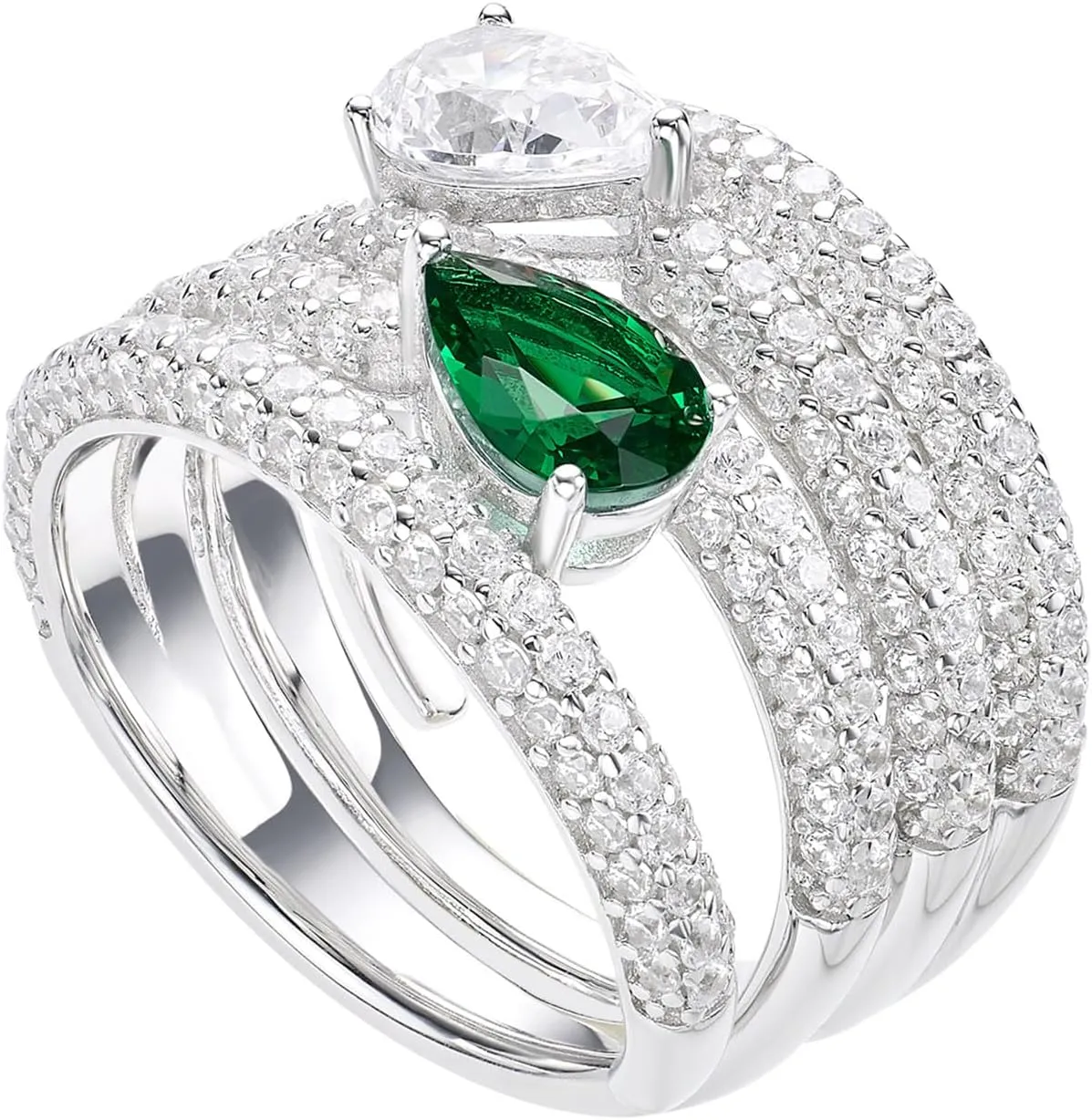 Sterling Silver Gemstone Rings for Women with CZ Stones, Emerald Green Gemtone Engagement Rings, Wedding Bands, Anniversary Rings, Promise Rings