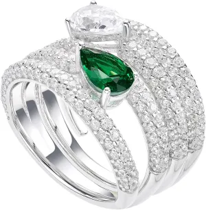 Sterling Silver Gemstone Rings for Women with CZ Stones, Emerald Green Gemtone Engagement Rings, Wedding Bands, Anniversary Rings, Promise Rings