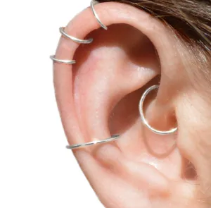 Sterling Silver Hoop Earrings | Conch Hoop Earring Silver Conch Piercing Jewelry Silver Hoop Helix Hoop Earring Silver Rook Piercing Jewelry Silver Helix Earrings Hoop Nose Rings for Women | Handmade