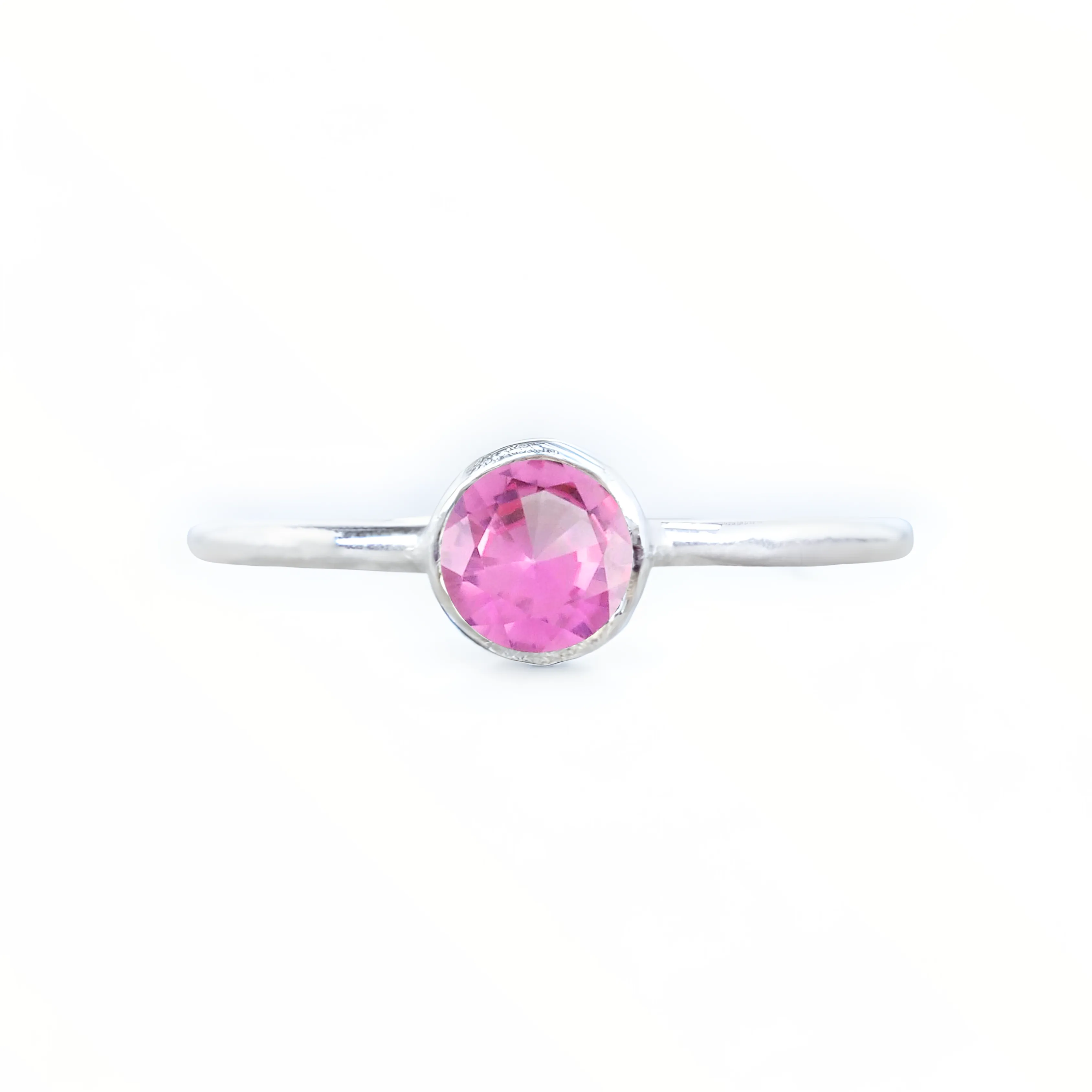 Sterling Silver Lab Pink Tourmaline Stacking Ring
