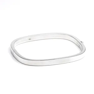 Sterling Silver Rectangular Classic Square Tube Hinged Bangle