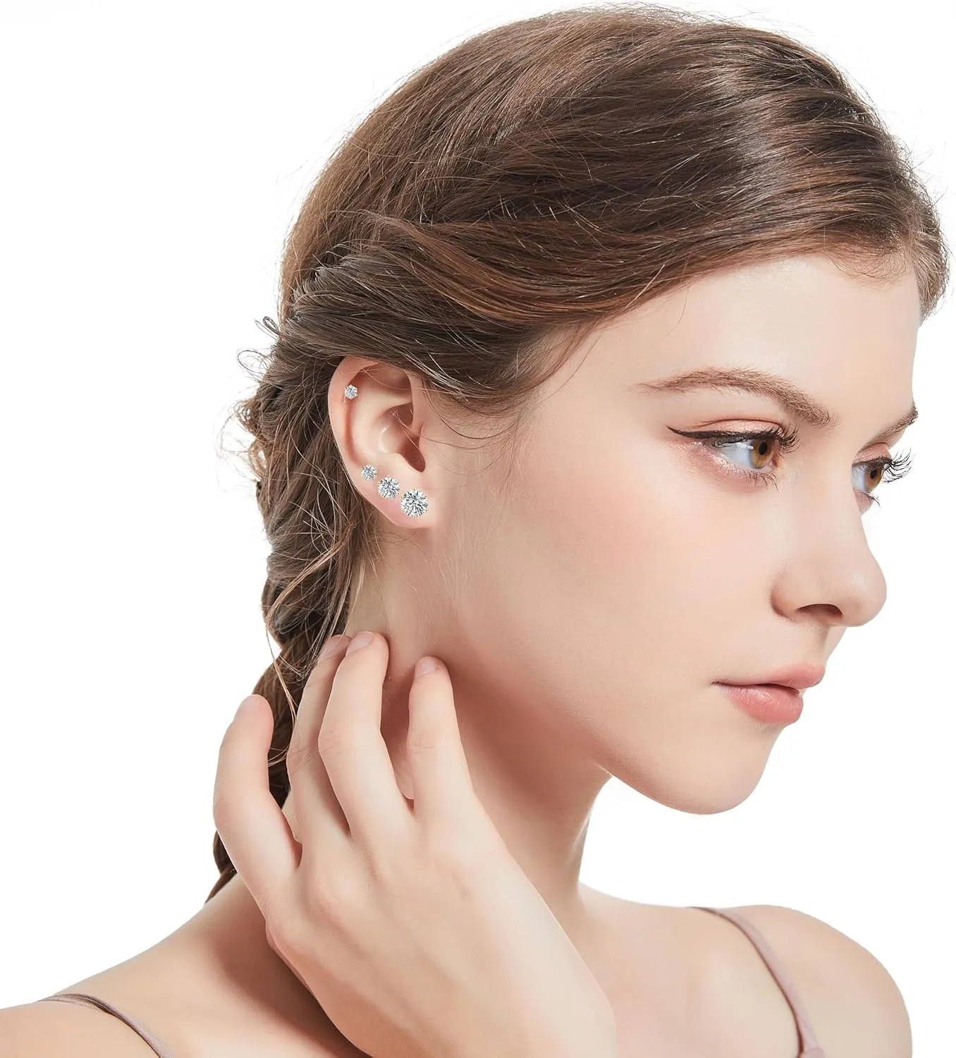 Sterling Silver Stud Earrings for Women 5 Pairs Hypoallergenic Stud Earrings Set Cubic Zirconia Earrings Studs for Girls Women Men Jewelry Gift