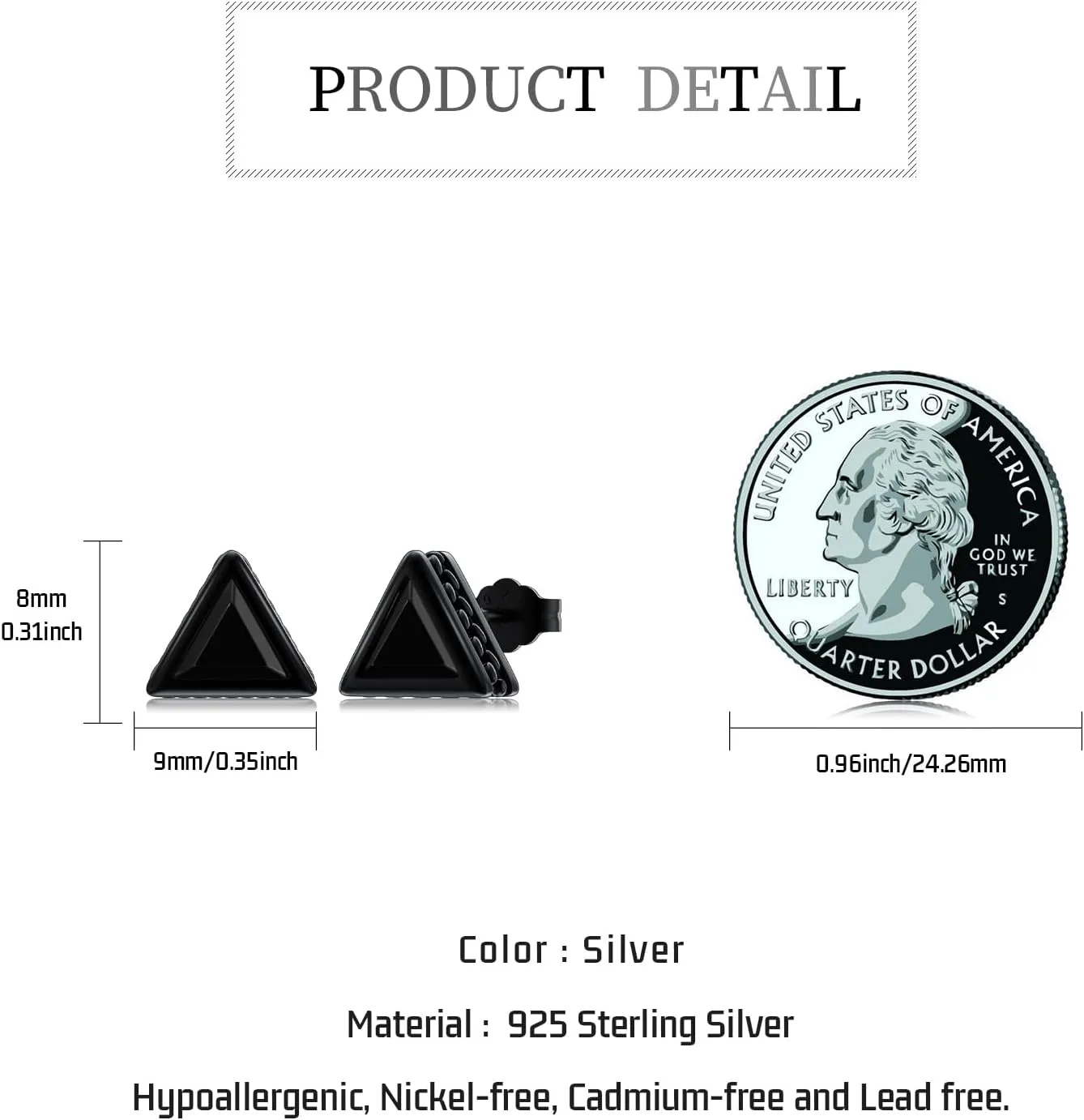 Stud Earrings 925 Sterling Silver Stud Earrings for Mens Womens Pierced Mens Earrings Jewelry Gift for Father's Day Gifts