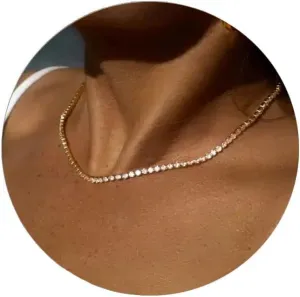 Tennis Necklace Synthetic Diamond Chain Dainty Choker Necklace for Women 14inches