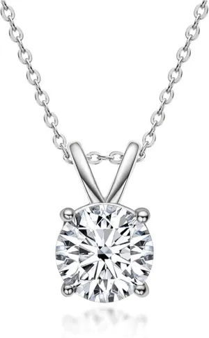 The Diamond Channel NATURAL Diamond 4-Prong Pendant Necklace with 16 2 Extender - 14K Gold Diamond Pendant - Fine Jewelry for Women