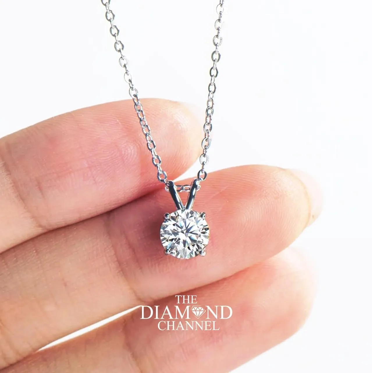 The Diamond Channel NATURAL Diamond 4-Prong Pendant Necklace with 16 2 Extender - 14K Gold Diamond Pendant - Fine Jewelry for Women