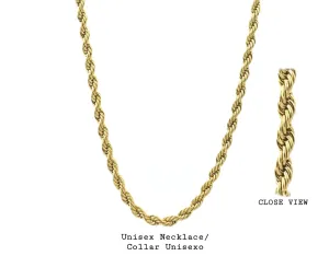 Thick Rope Chain Gold Plate Silver Stainless Steel 24 inches