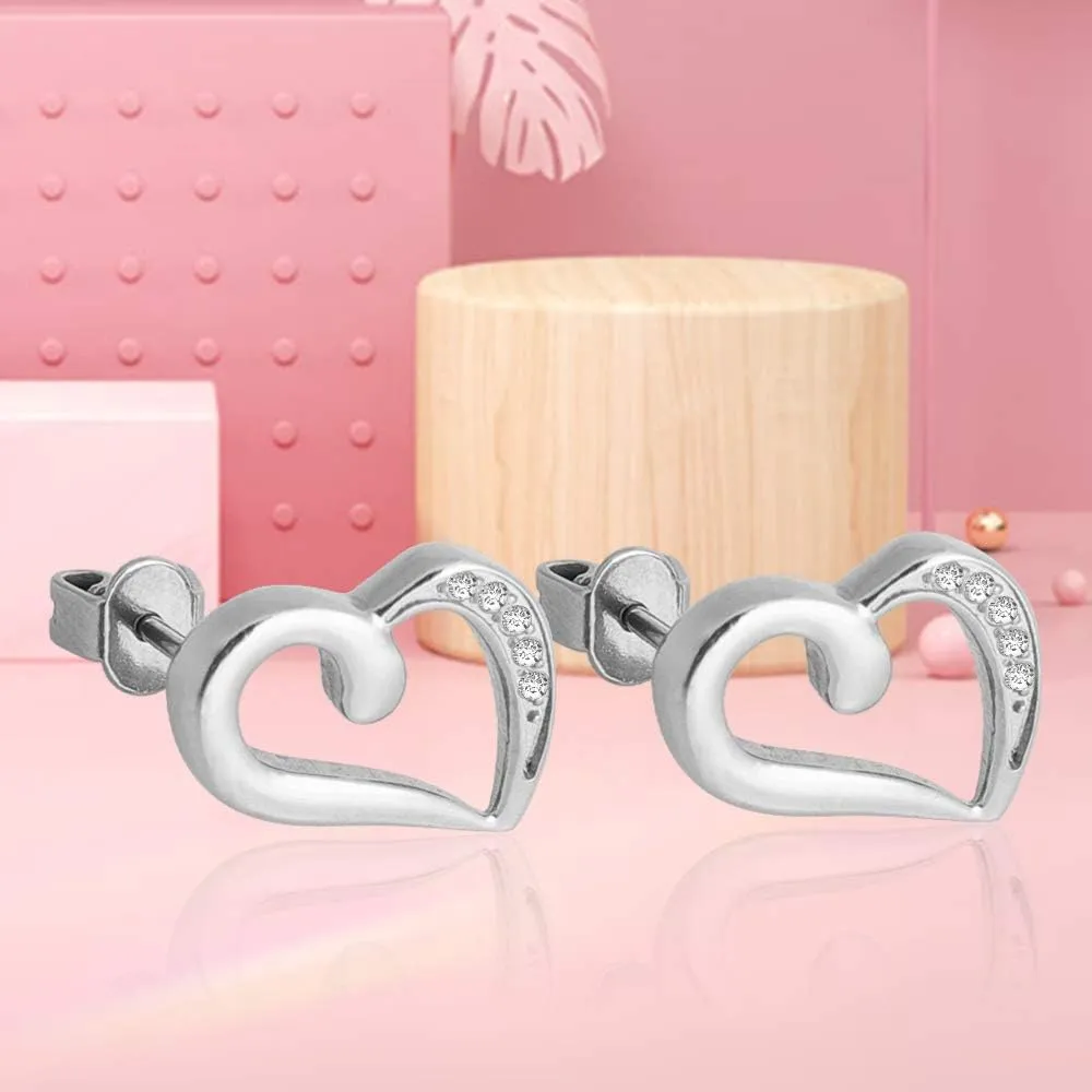 Titanium Earrings for Sensitive Ears, Titanium Stud Earrings for Women,Heart Cross Hexagon Round CZ Stud Earrings