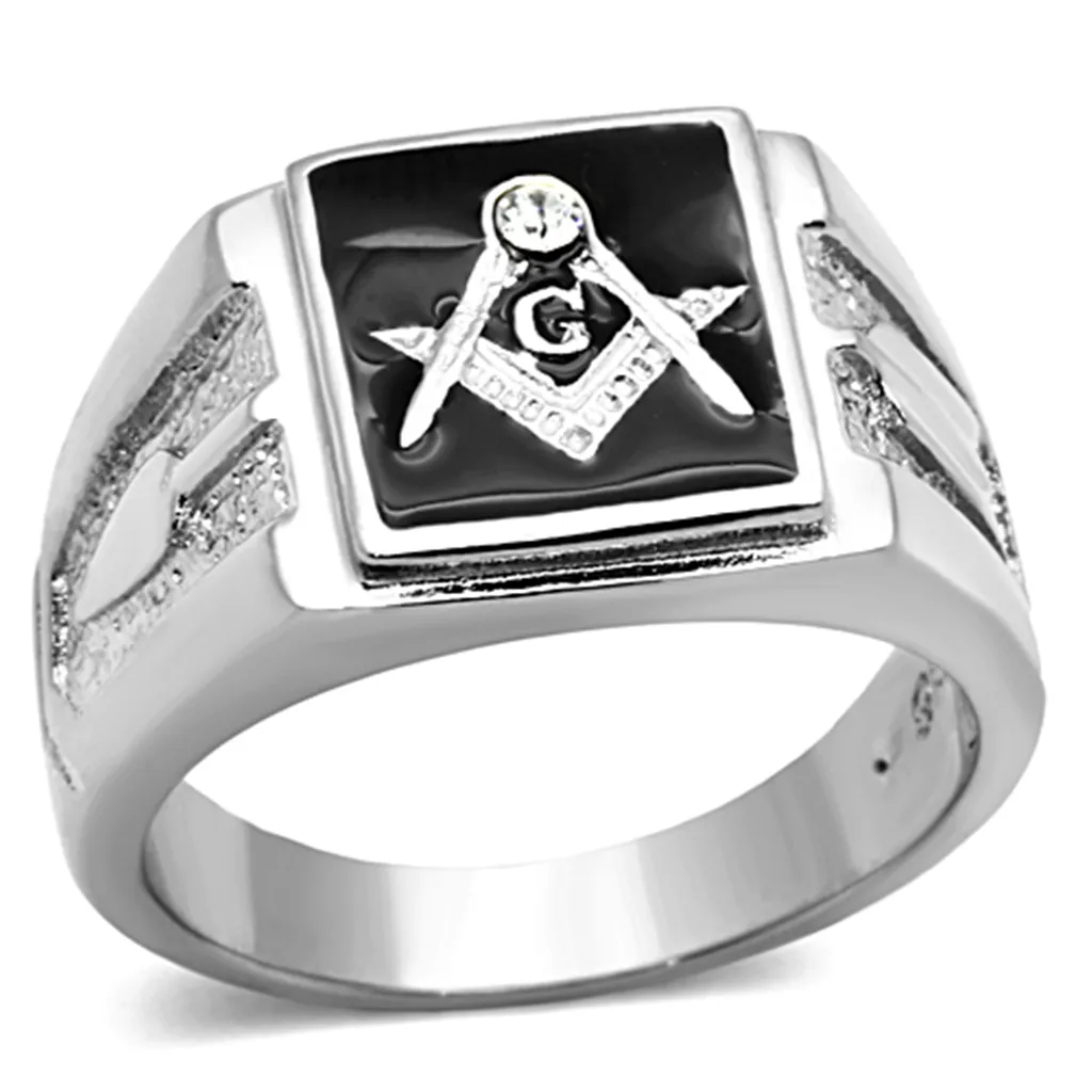 TK1158 - Stainless Steel Ring High polished (no plating) Men Top Grade Crystal Clear