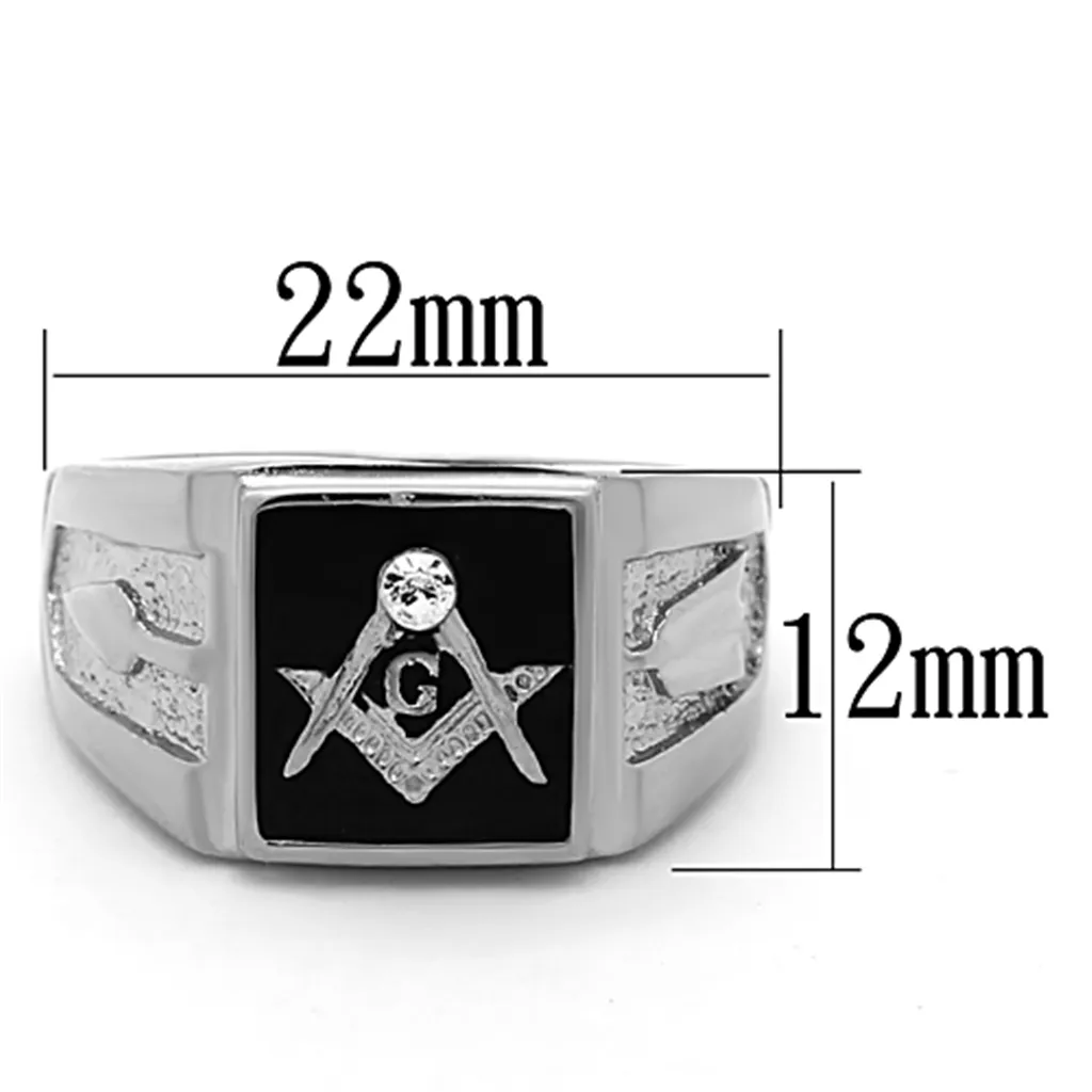 TK1158 - Stainless Steel Ring High polished (no plating) Men Top Grade Crystal Clear