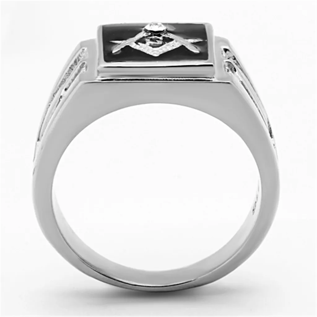 TK1158 - Stainless Steel Ring High polished (no plating) Men Top Grade Crystal Clear