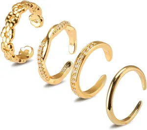 Toe Rings for Women, Adjustable Toe Rings Simple Open Band, Summer Beach Foot Jewelry Set gold Toe Ring