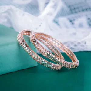 Traditional Skiny Rose Gold AD Bangles (Pack of 2)