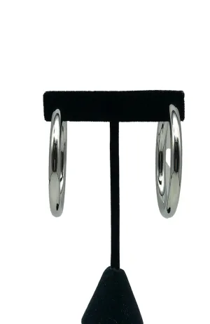 Tube Hoops in Rhodium