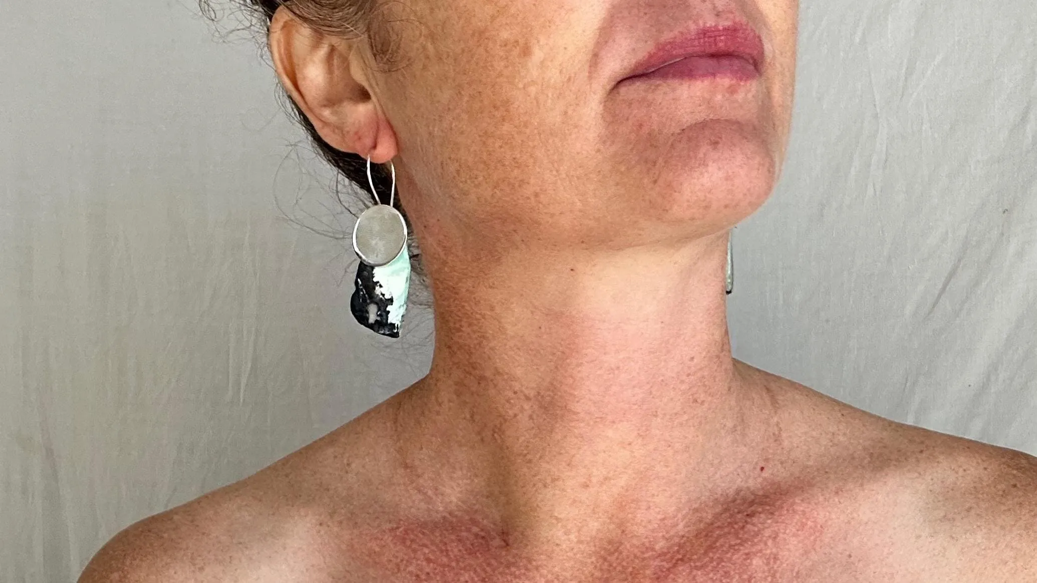 Turquoise & Silver Drop Earrings. Handmade Sterling Silver Jewelry. Natural Hubei Stone. 2364