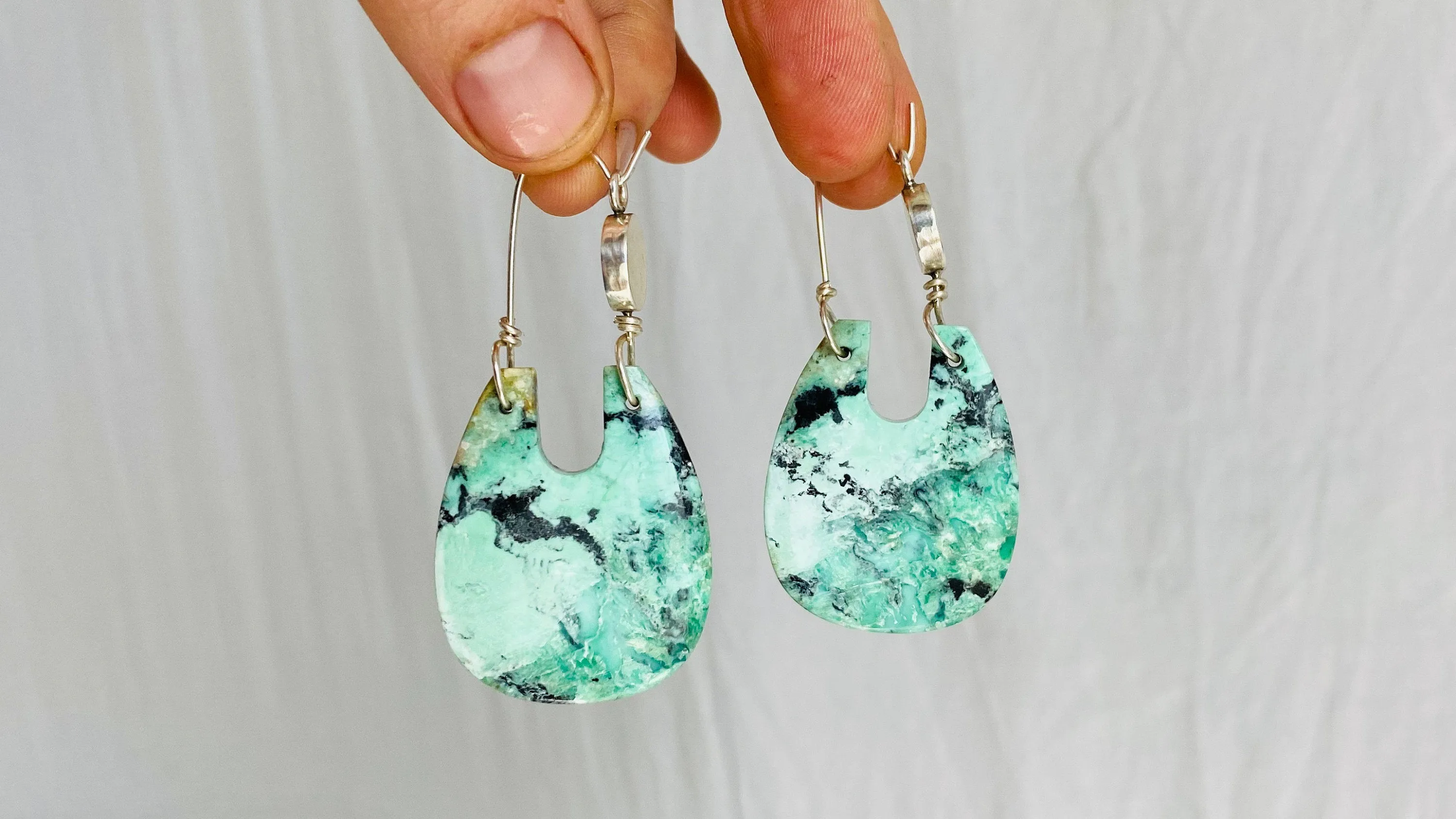 Turquoise & Sterling Earrings. Pale Green