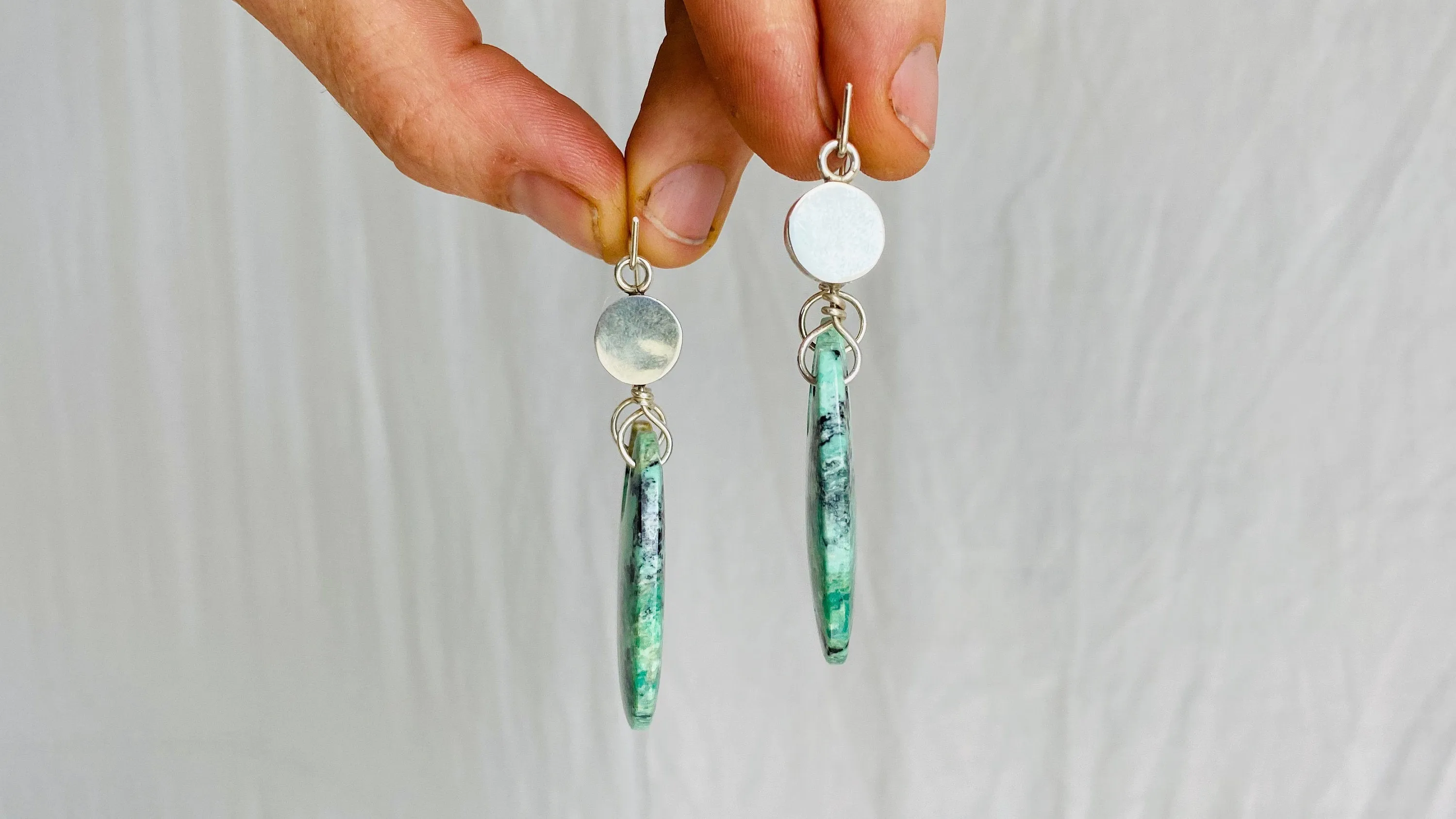 Turquoise & Sterling Earrings. Pale Green