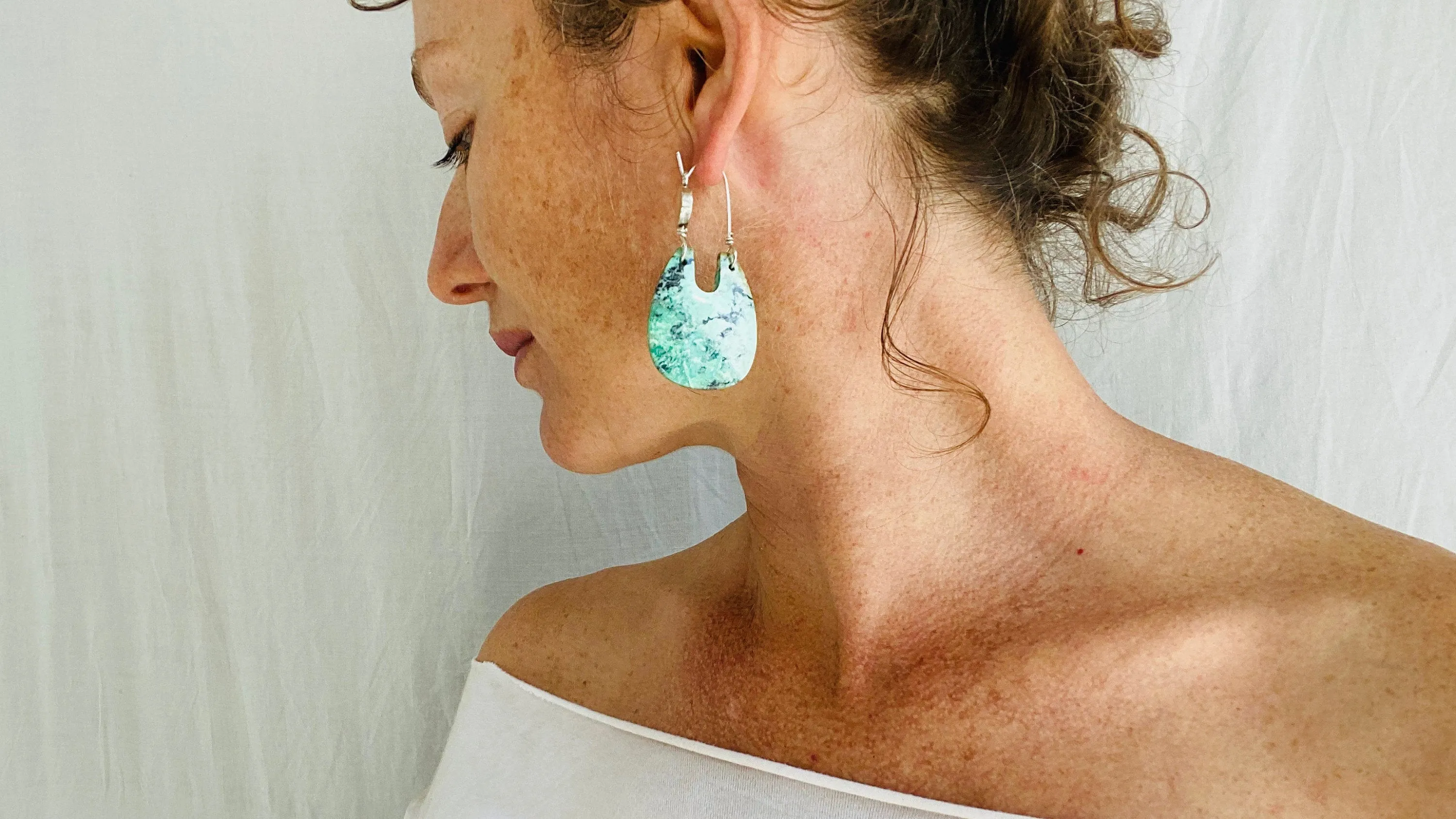 Turquoise & Sterling Earrings. Pale Green