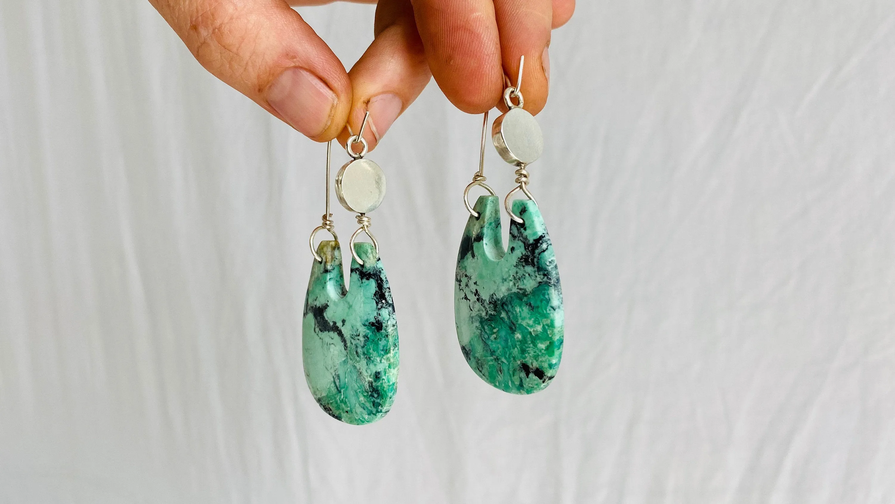 Turquoise & Sterling Earrings. Pale Green