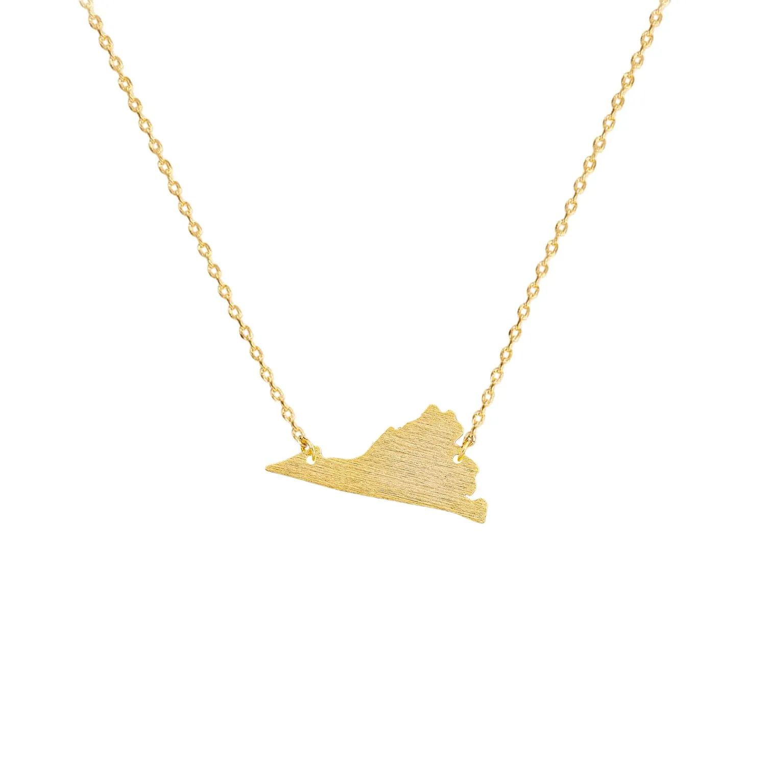 USA State Map Pendant Necklace, United States Map Pendant Necklace, America Map Pendant Necklace 18K gold plated, 24K white gold plated US Map Charm Necklace for Women (Gold, Virginia)