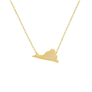 USA State Map Pendant Necklace, United States Map Pendant Necklace, America Map Pendant Necklace 18K gold plated, 24K white gold plated US Map Charm Necklace for Women (Gold, Virginia)