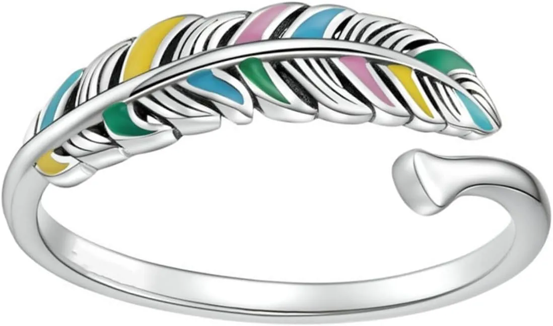 VALICLUD Open Finger for Women Silver Plumage Jewelry Elegant for Friends and Stylish and Skin-friendly Accessory
