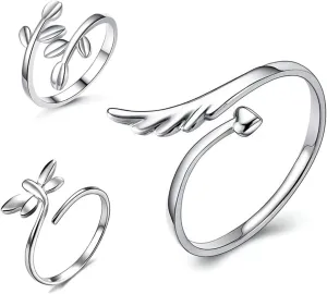 VANZACK 3pcs Ring Set Open Ring Statement Adjustable Ring for Women Fashion Jewelry for Occasions