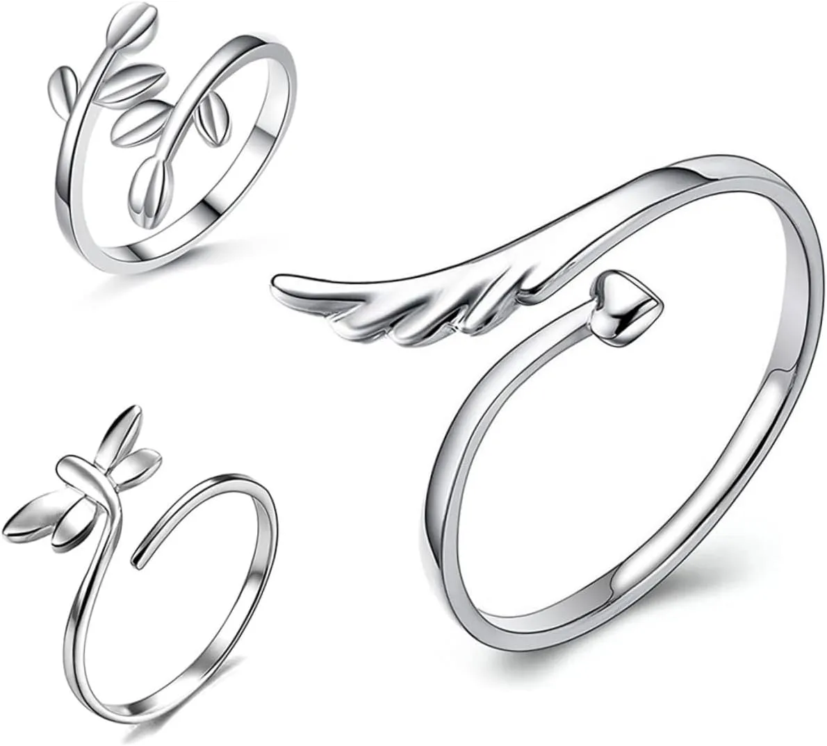VANZACK 3pcs Ring Set Open Ring Statement Adjustable Ring for Women Fashion Jewelry for Occasions