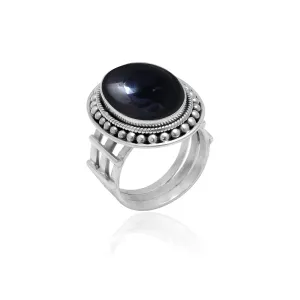 Veracity Jewelry 925 Sterling Silver Black Onyx Rings for Women - Black Onyx Handmade Solid Sterling Silver Women's Ring- Delicate Gemstone Designer Trendy Midi Fashion Black Onyx Rings - VSR-6