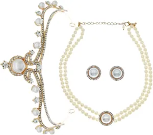 VICASKY 1 Set Bridal Tiara Necklace and Earring Women Pearl Jewelry Wedding Prom Engagement and Special Occasions Elegant Costume Accessories for All Ages