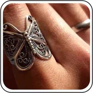 Vintage Butterfly Wrap Rings Gold Metal Butterfly Rings Adjustable Butterfly Finger Rings Adjustable Butterfly Knuckle Ring Hand Jewelry for Women