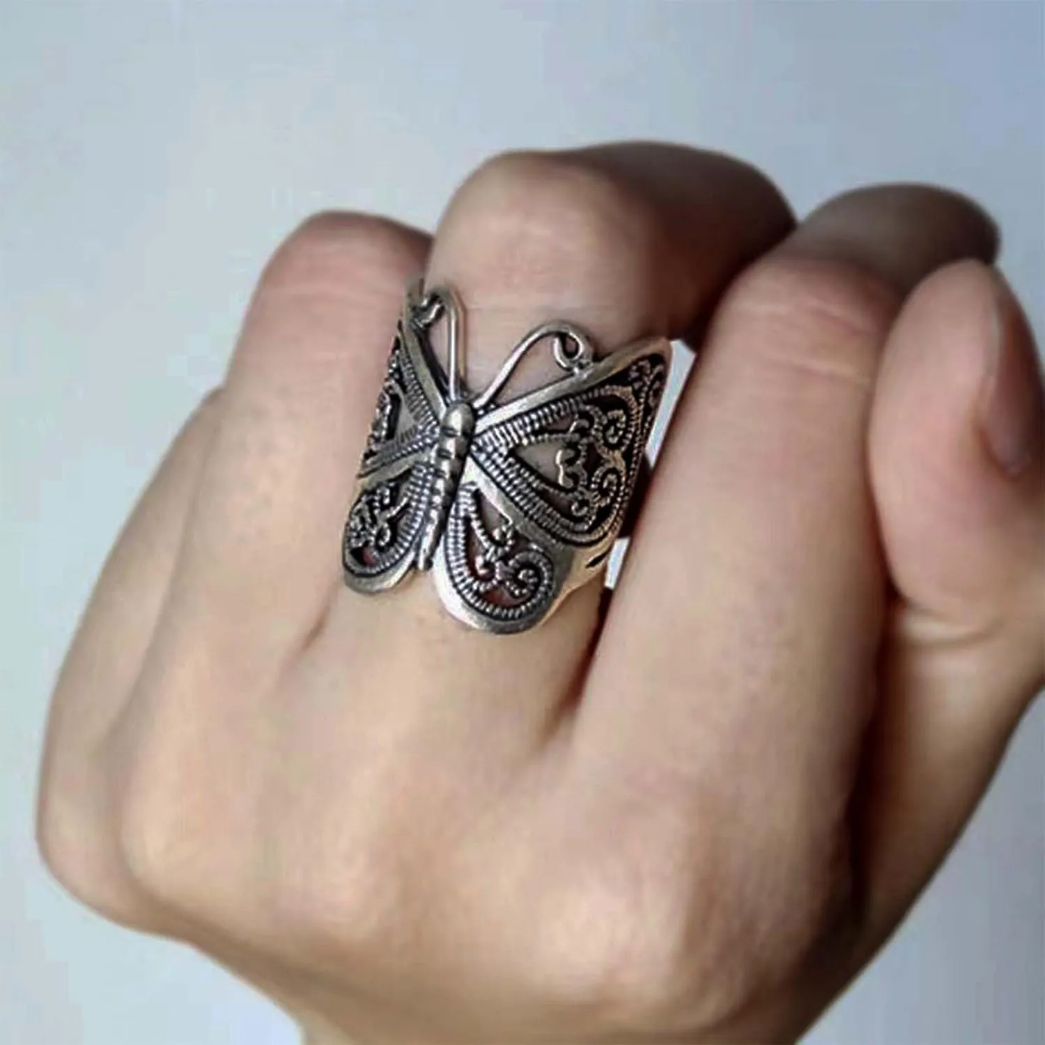 Vintage Butterfly Wrap Rings Gold Metal Butterfly Rings Adjustable Butterfly Finger Rings Adjustable Butterfly Knuckle Ring Hand Jewelry for Women