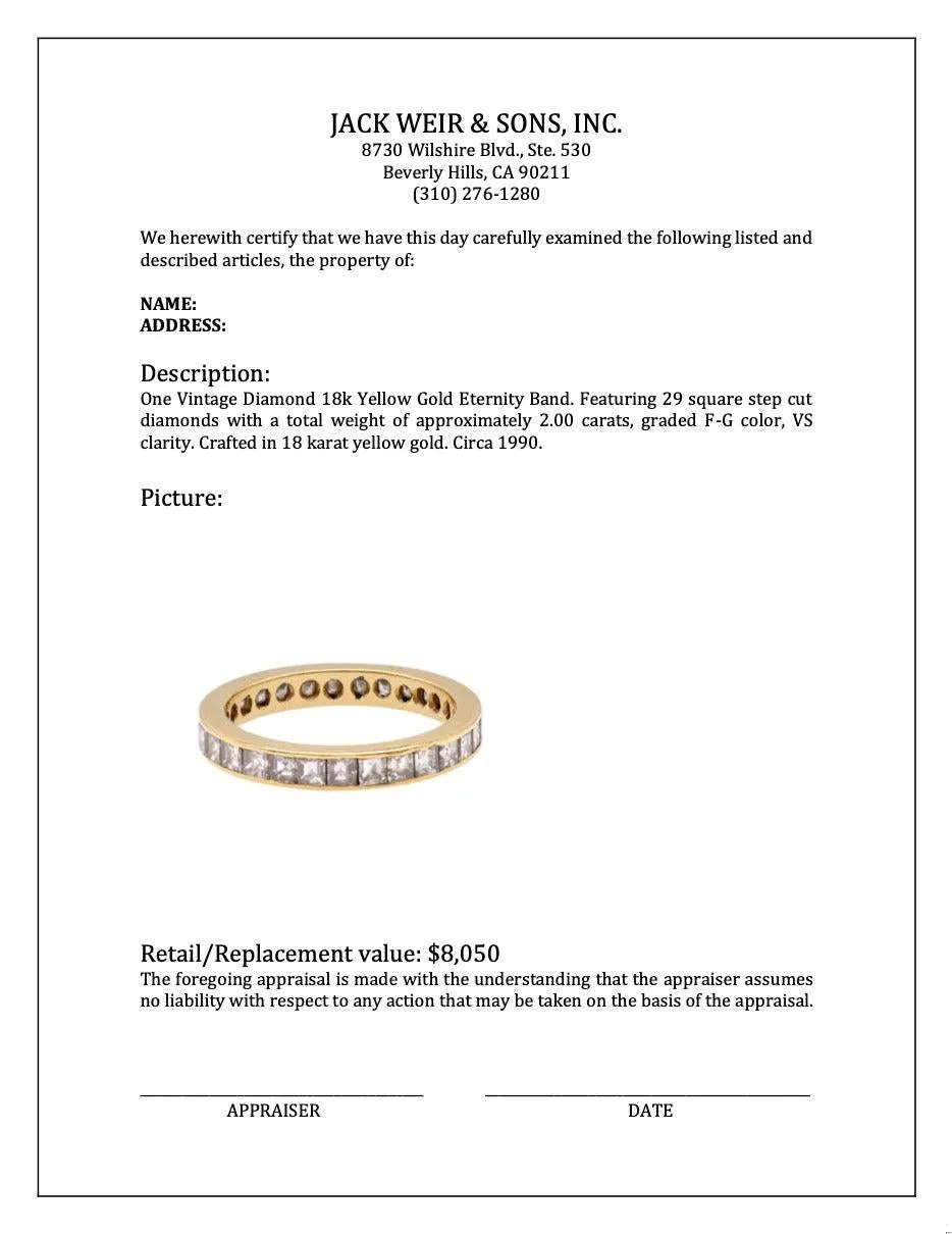 Vintage Diamond 18k Yellow Gold Eternity Band