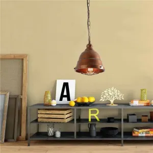 Vintage Metal Caged Ceiling Light - Rustic Dining Room Pendant Lamp