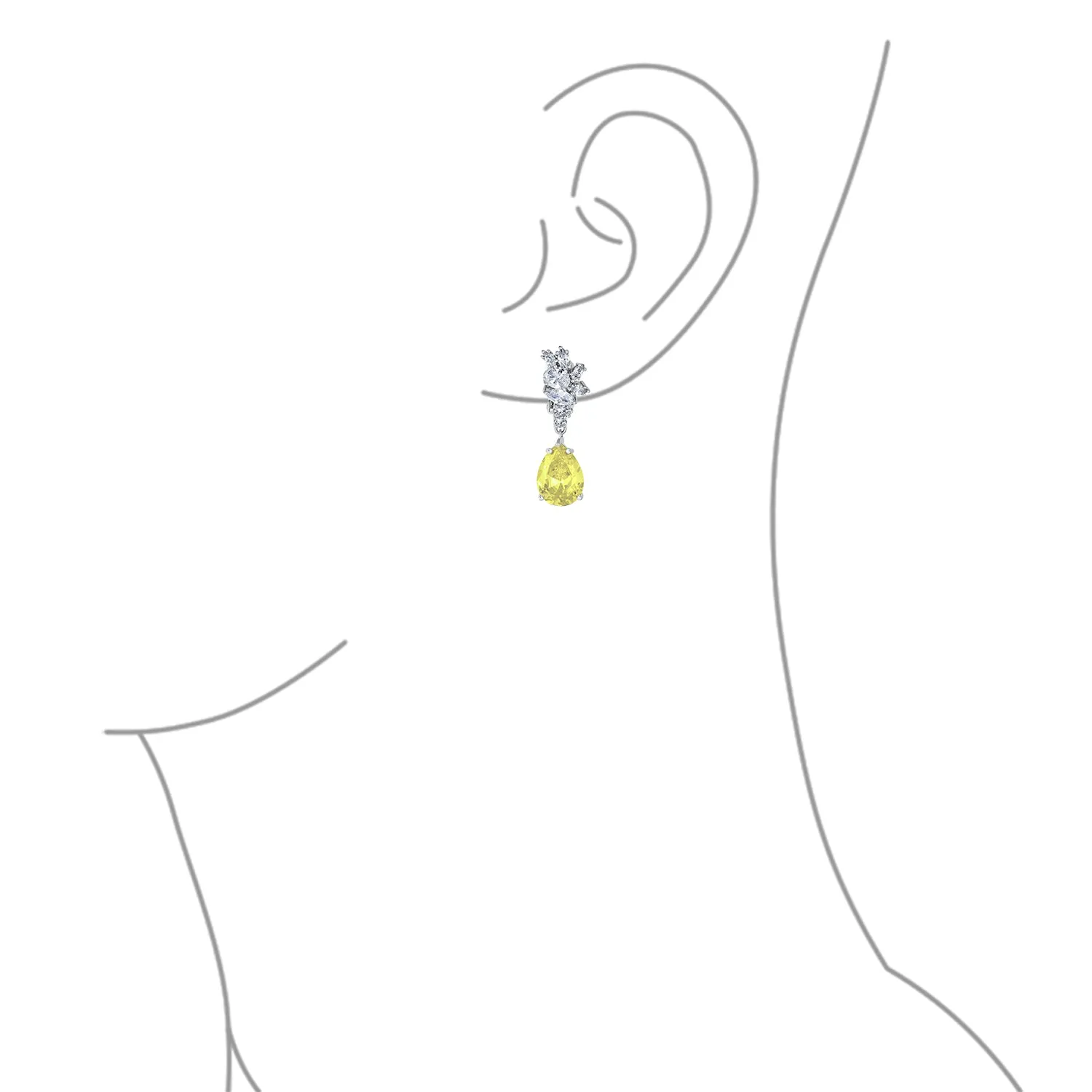 Vintage Style CZ Gemstone Leaf Teardrop Clip-On Earrings for Weddings & Proms