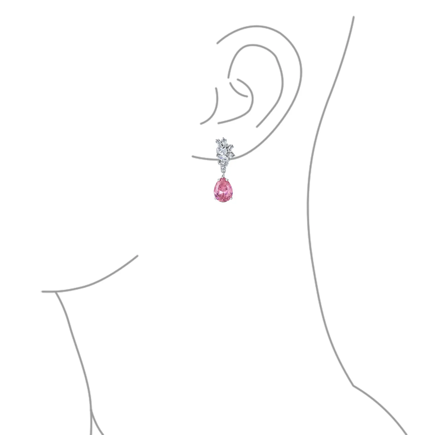 Vintage Style CZ Gemstone Leaf Teardrop Clip-On Earrings for Weddings & Proms