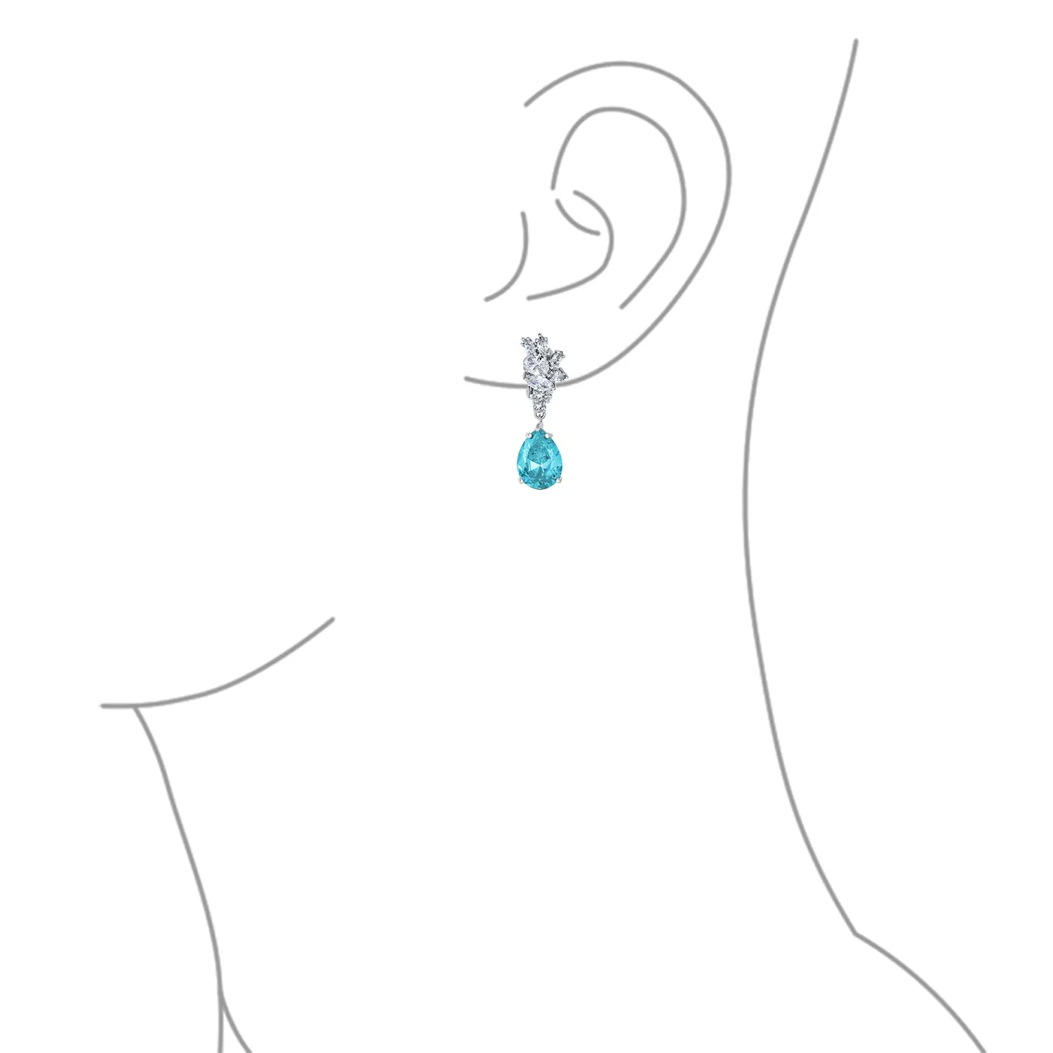 Vintage Style CZ Gemstone Leaf Teardrop Clip-On Earrings for Weddings & Proms