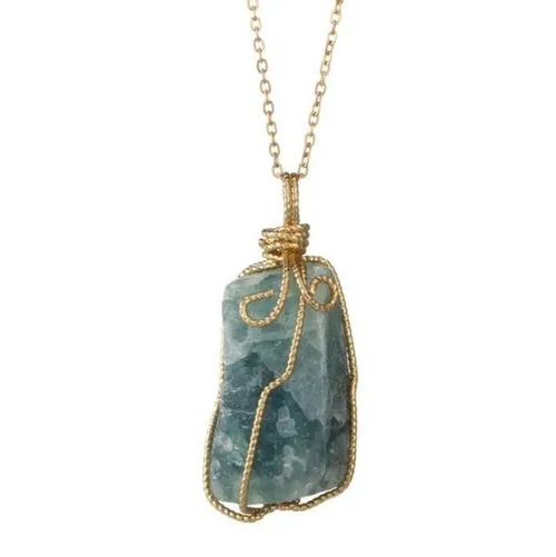 WarBLade New Colorful Wire Wrapping Irregular Crystal Stone Necklaces