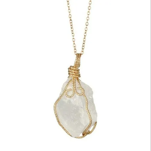WarBLade New Colorful Wire Wrapping Irregular Crystal Stone Necklaces