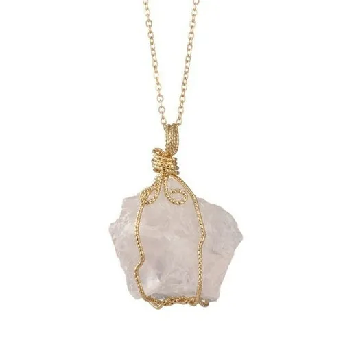 WarBLade New Colorful Wire Wrapping Irregular Crystal Stone Necklaces