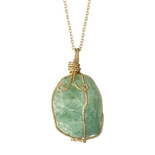 WarBLade New Colorful Wire Wrapping Irregular Crystal Stone Necklaces