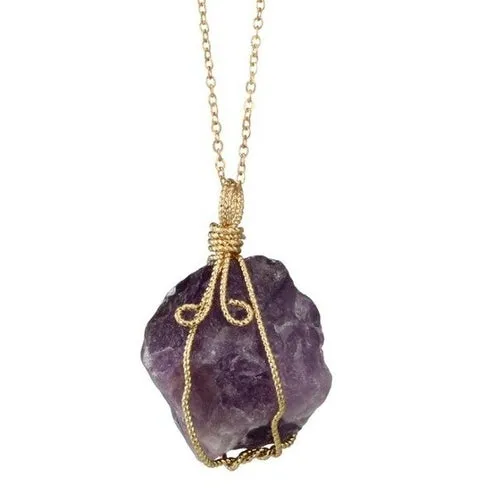 WarBLade New Colorful Wire Wrapping Irregular Crystal Stone Necklaces