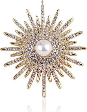 WCRAZYE Sunflower Brooch Pins for Women Girls Dainty Colorful Pearl Sunflower Rhinestone Brooches Pins Flower Broochs Pins Pearl Pines for Clothes Lapel Badge Brooches Pines for Lanyards Backpacks Clothes Hats Jackets