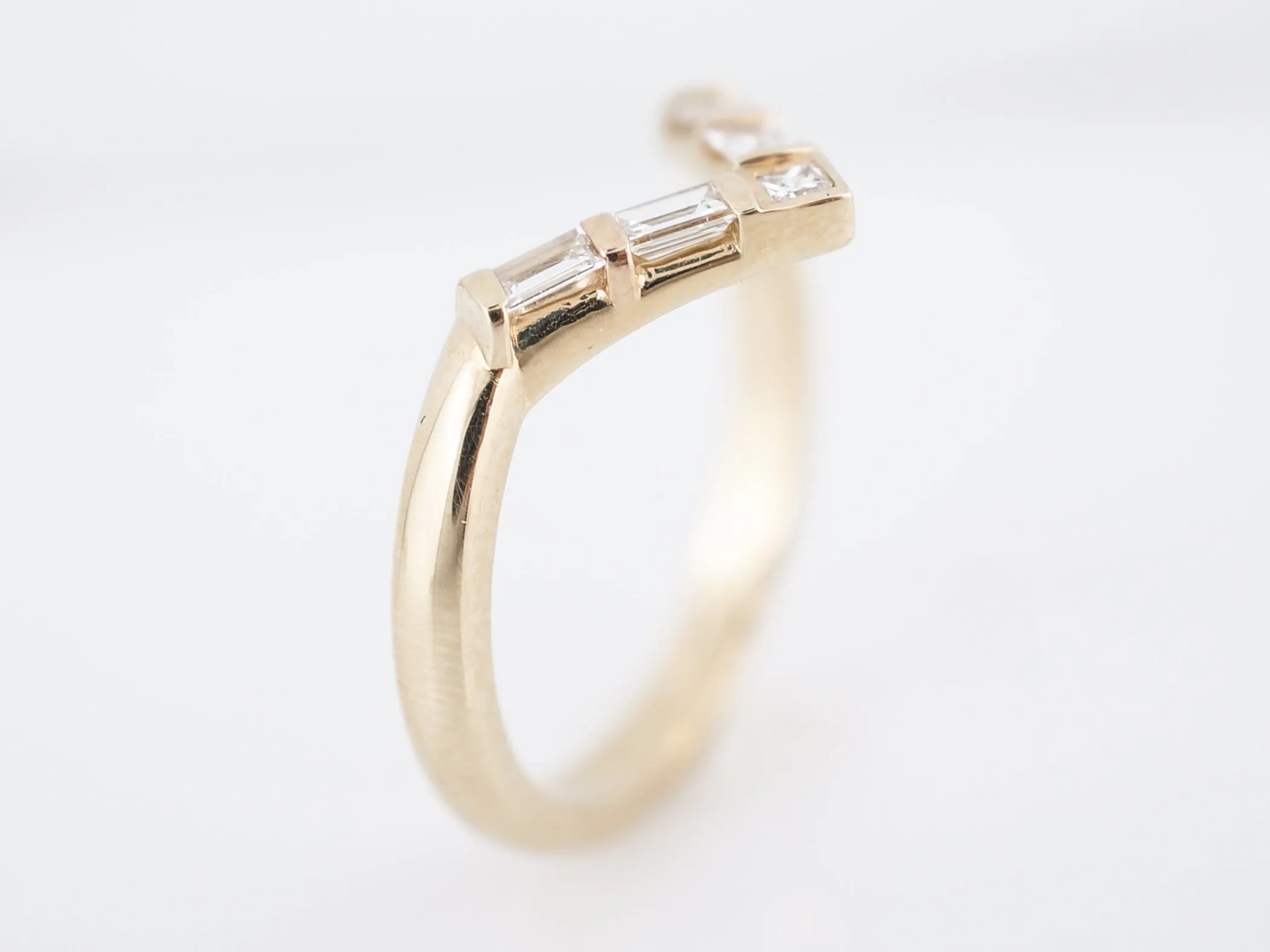Wedding Band Modern .39 Baguette & Square Cut Diamonds in 14K Yellow Gold