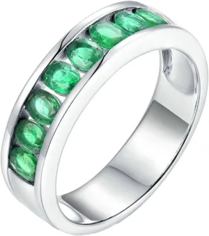 Wedding Rings for Women White Gold, Natural Gemstone Rings 18K Oval Shape Lab Created Emerald Gemstone 1.08ct Womens Fine Rings