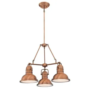 Westinghouse 6333800 3 Light Chandelier Washed Copper Finish with Prismatic Lens