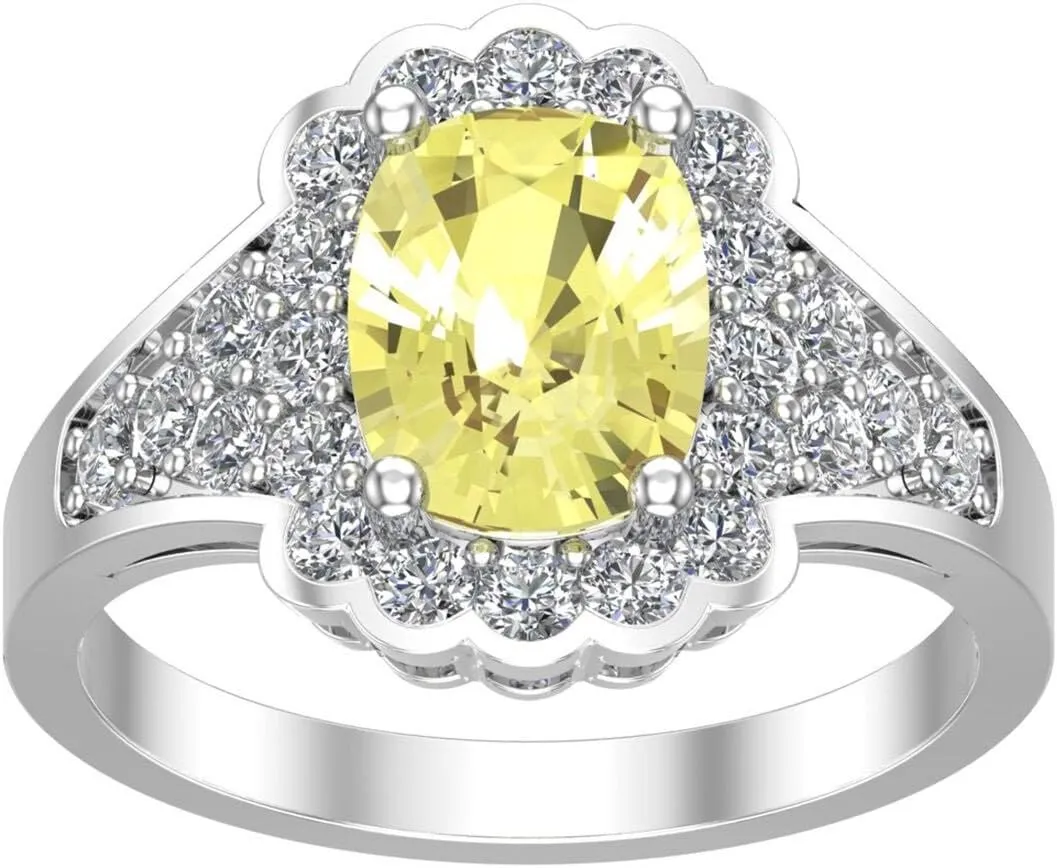 Women's 925 Sterling Silver Cushion Cut Gemstone Ring Round Diamond Rhodium Prong Jewelry with Twisted Band Ring Gift for Engagement Party Christmas Wedding Anniversary