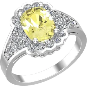 Women's 925 Sterling Silver Cushion Cut Gemstone Ring Round Diamond Rhodium Prong Jewelry with Twisted Band Ring Gift for Engagement Party Christmas Wedding Anniversary